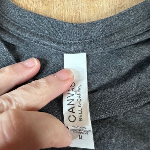 Bella + Canvas Fall Graphic Tee M Gray Fuzzy Boots Flannel Pumpkin Spice - Picture 3 of 4